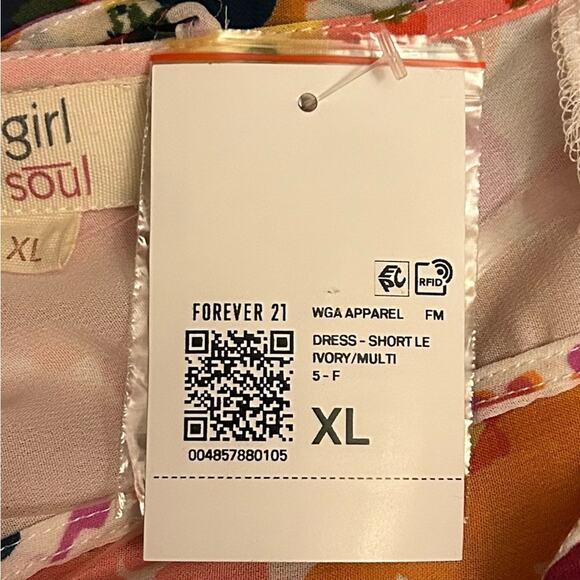 Forever 21 Soul Girl Floral Print Butterfly Sleeve Mini dress Size X-Large Pink - Picture 11 of 13